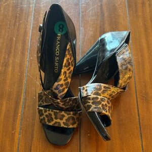 Franco Sarto Leopard Print Open Toe Heels